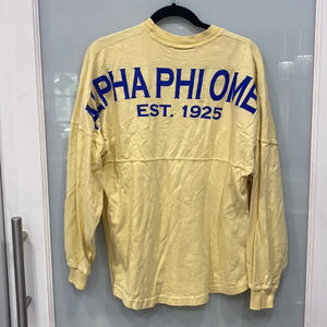Alpha Phi Omega APO Women's Yellow Spirit Jersey Shirt Top Long Sleeve Small